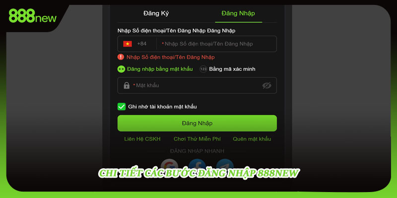 Chi tiết các bước đăng nhập 888NEW